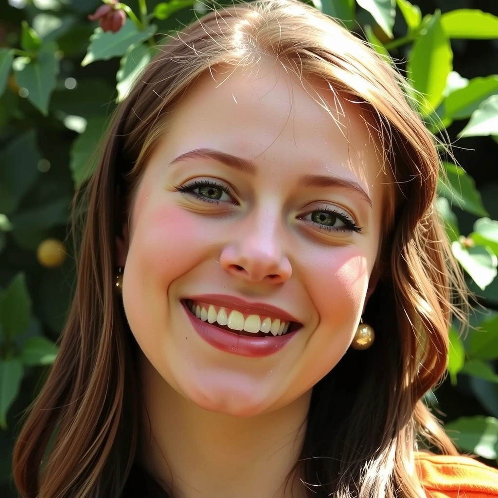 Portrait of a cheerful young woman, representing a satisfied customer.