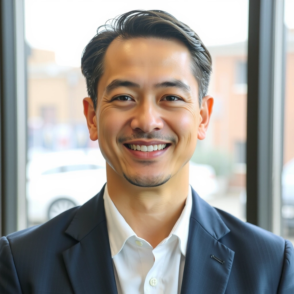 Portrait of a smiling man in his 40s, representing a satisfied customer.