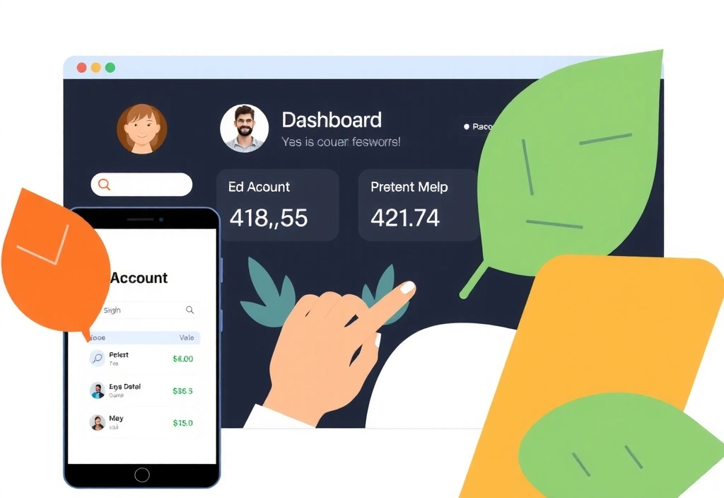 User dashboard illustration with natural elements